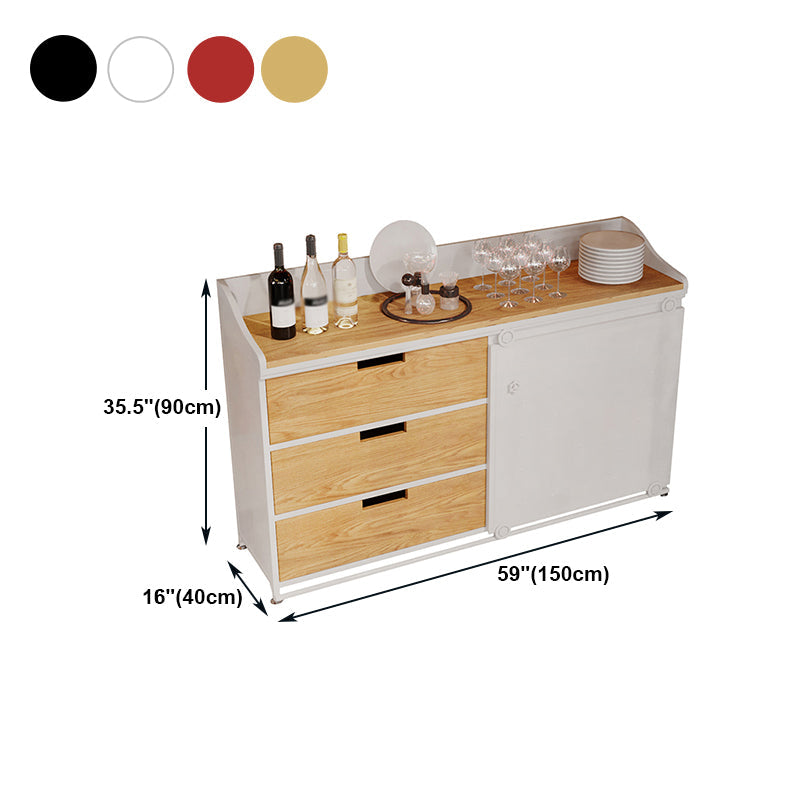 Dining Room Glam Style Sideboard Wood Drawer Iron Sliding Doors Cupboard Clearhalo 'buffet_sideboard' 'Buffets & Sideboards' 'furn' 'furn_buffet_sideboard' 'Furniture' 'furniture_buffet_sideboard' 'Kitchen & Dining Furniture' 4965860