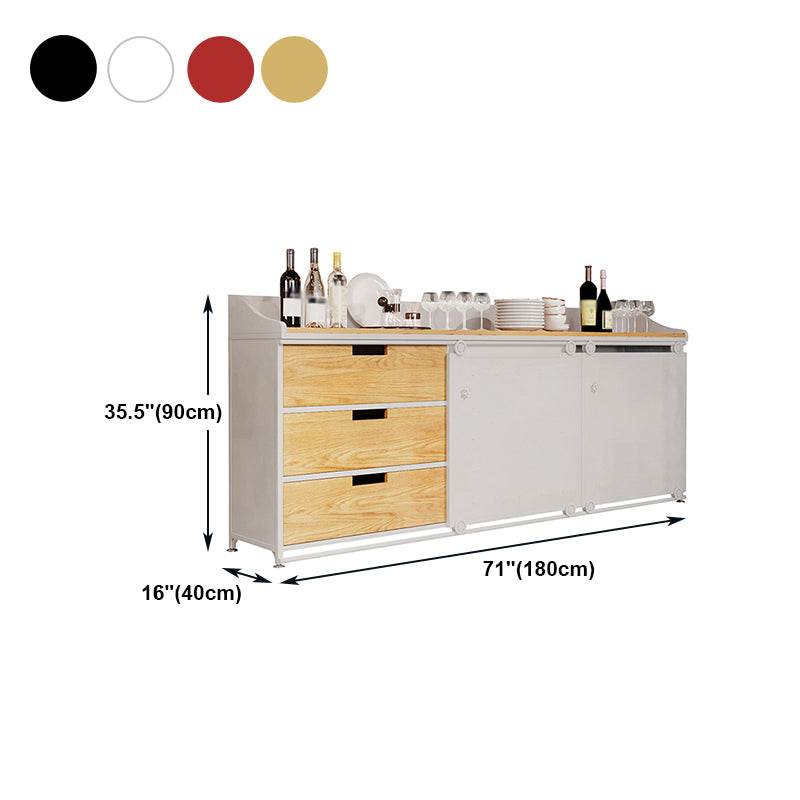 Dining Room Glam Style Sideboard Wood Drawer Iron Sliding Doors Cupboard Clearhalo 'buffet_sideboard' 'Buffets & Sideboards' 'furn' 'furn_buffet_sideboard' 'Furniture' 'furniture_buffet_sideboard' 'Kitchen & Dining Furniture' 4965861