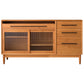 Pine Wood Living Room Sideboard Cabinet Modern Credenza with Drawers and Glass Door 59"L x 16"W x 33"H Cherry Wood Clearhalo 'buffet_sideboard' 'Buffets & Sideboards' 'furn' 'furn_buffet_sideboard' 'Furniture' 'furniture_buffet_sideboard' 'Kitchen & Dining Furniture' 4965865