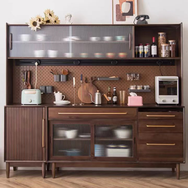 Pine Wood Living Room Sideboard Cabinet Modern Credenza with Drawers and Glass Door Clearhalo 'buffet_sideboard' 'Buffets & Sideboards' 'furn' 'furn_buffet_sideboard' 'Furniture' 'furniture_buffet_sideboard' 'Kitchen & Dining Furniture' 4965866
