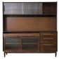 Pine Wood Living Room Sideboard Cabinet Modern Credenza with Drawers and Glass Door 71"L x 16"W x 72"H Walnut Clearhalo 'buffet_sideboard' 'Buffets & Sideboards' 'furn' 'furn_buffet_sideboard' 'Furniture' 'furniture_buffet_sideboard' 'Kitchen & Dining Furniture' 4965869