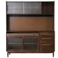Pine Wood Living Room Sideboard Cabinet Modern Credenza with Drawers and Glass Door 59"L x 16"W x 72"H Walnut Clearhalo 'buffet_sideboard' 'Buffets & Sideboards' 'furn' 'furn_buffet_sideboard' 'Furniture' 'furniture_buffet_sideboard' 'Kitchen & Dining Furniture' 4965871