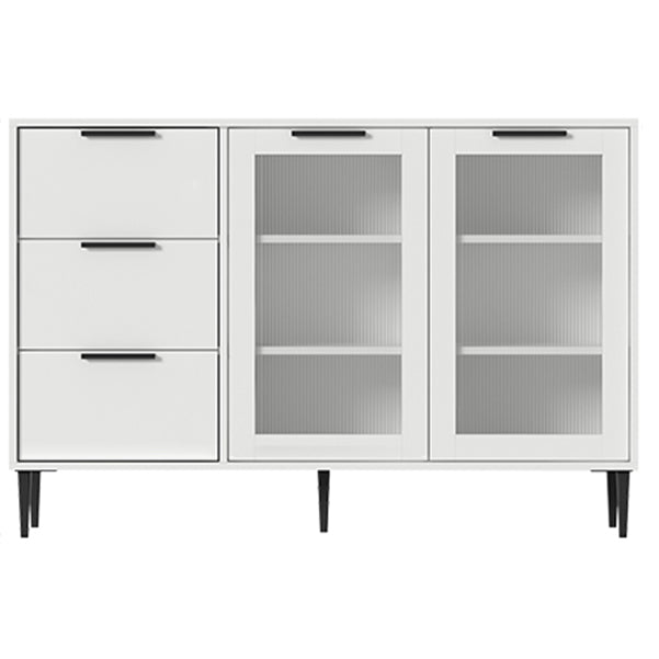 Living Room 32-inch Height Sideboard Contemporary Style Artificial Wood Cupboard 46"L x 12"W x 31"H White Clearhalo 'buffet_sideboard' 'Buffets & Sideboards' 'furn' 'furn_buffet_sideboard' 'Furniture' 'furniture_buffet_sideboard' 'Kitchen & Dining Furniture' 4965887