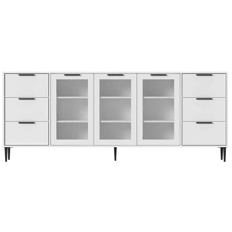Living Room 32-inch Height Sideboard Contemporary Style Artificial Wood Cupboard 77"L x 12"W x 31"H White Clearhalo 'buffet_sideboard' 'Buffets & Sideboards' 'furn' 'furn_buffet_sideboard' 'Furniture' 'furniture_buffet_sideboard' 'Kitchen & Dining Furniture' 4965889