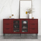 Living Room 32-inch Height Sideboard Contemporary Style Artificial Wood Cupboard 62"L x 12"W x 31"H Red Clearhalo 'buffet_sideboard' 'Buffets & Sideboards' 'furn' 'furn_buffet_sideboard' 'Furniture' 'furniture_buffet_sideboard' 'Kitchen & Dining Furniture' 4965892