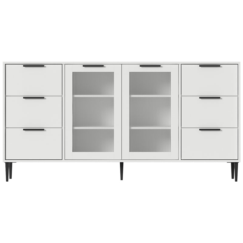Living Room 32-inch Height Sideboard Contemporary Style Artificial Wood Cupboard 62"L x 12"W x 31"H White Clearhalo 'buffet_sideboard' 'Buffets & Sideboards' 'furn' 'furn_buffet_sideboard' 'Furniture' 'furniture_buffet_sideboard' 'Kitchen & Dining Furniture' 4965893