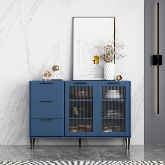 Living Room 32-inch Height Sideboard Contemporary Style Artificial Wood Cupboard 46"L x 12"W x 31"H Blue Clearhalo 'buffet_sideboard' 'Buffets & Sideboards' 'furn' 'furn_buffet_sideboard' 'Furniture' 'furniture_buffet_sideboard' 'Kitchen & Dining Furniture' 4965897