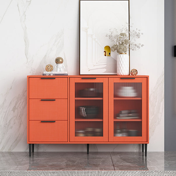 Living Room 32-inch Height Sideboard Contemporary Style Artificial Wood Cupboard 46"L x 12"W x 31"H Orange Clearhalo 'buffet_sideboard' 'Buffets & Sideboards' 'furn' 'furn_buffet_sideboard' 'Furniture' 'furniture_buffet_sideboard' 'Kitchen & Dining Furniture' 4965898