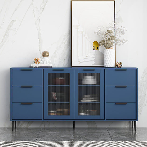 Living Room 32-inch Height Sideboard Contemporary Style Artificial Wood Cupboard 62"L x 12"W x 31"H Blue Clearhalo 'buffet_sideboard' 'Buffets & Sideboards' 'furn' 'furn_buffet_sideboard' 'Furniture' 'furniture_buffet_sideboard' 'Kitchen & Dining Furniture' 4965901