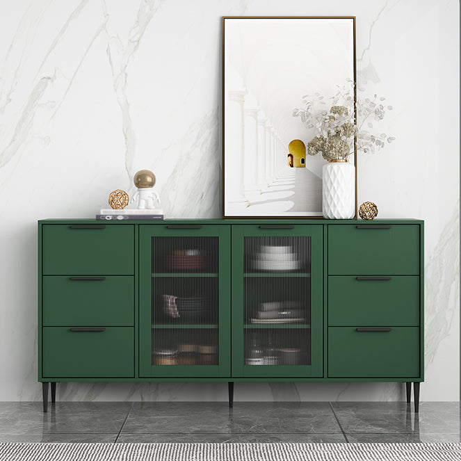 Living Room 32-inch Height Sideboard Contemporary Style Artificial Wood Cupboard 62"L x 12"W x 31"H Green Clearhalo 'buffet_sideboard' 'Buffets & Sideboards' 'furn' 'furn_buffet_sideboard' 'Furniture' 'furniture_buffet_sideboard' 'Kitchen & Dining Furniture' 4965903