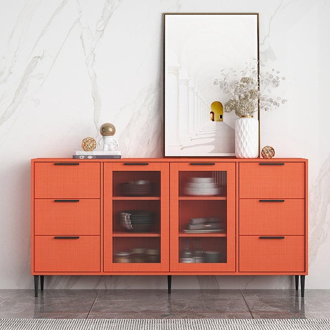 Living Room 32-inch Height Sideboard Contemporary Style Artificial Wood Cupboard 62"L x 12"W x 31"H Orange Clearhalo 'buffet_sideboard' 'Buffets & Sideboards' 'furn' 'furn_buffet_sideboard' 'Furniture' 'furniture_buffet_sideboard' 'Kitchen & Dining Furniture' 4965907