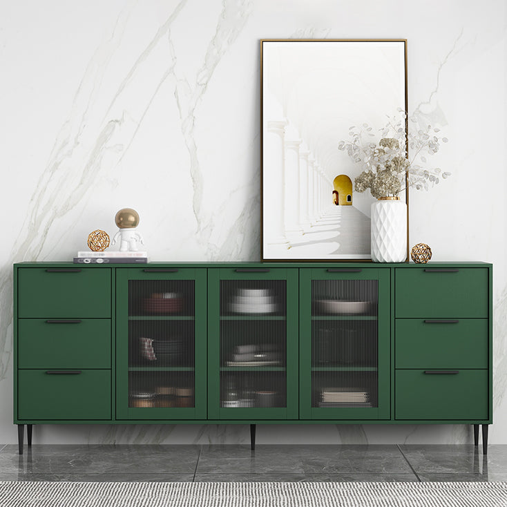Living Room 32-inch Height Sideboard Contemporary Style Artificial Wood Cupboard 77"L x 12"W x 31"H Green Clearhalo 'buffet_sideboard' 'Buffets & Sideboards' 'furn' 'furn_buffet_sideboard' 'Furniture' 'furniture_buffet_sideboard' 'Kitchen & Dining Furniture' 4965912