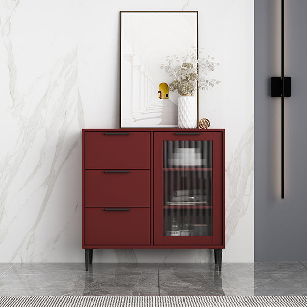 Living Room 32-inch Height Sideboard Contemporary Style Artificial Wood Cupboard 31"L x 12"W x 31"H Red Clearhalo 'buffet_sideboard' 'Buffets & Sideboards' 'furn' 'furn_buffet_sideboard' 'Furniture' 'furniture_buffet_sideboard' 'Kitchen & Dining Furniture' 4965914