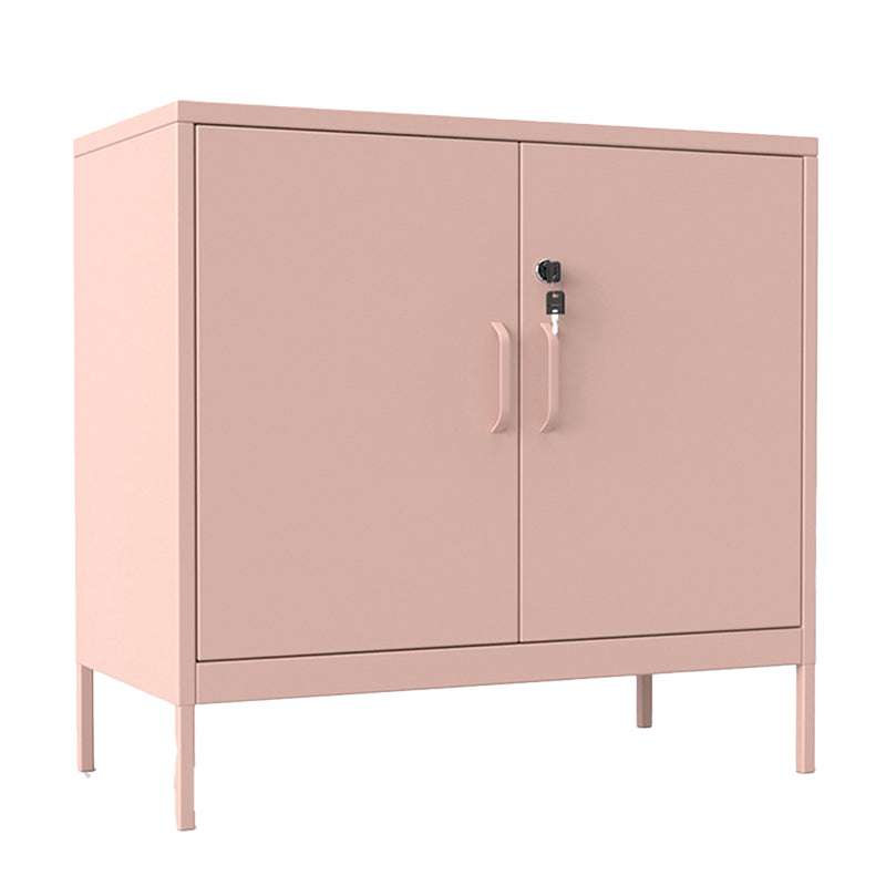 Iron Kitchen Sideboard Cabinet Modern Server Cabinet with Storage 35"L x 18"W x 34"H Pink Clearhalo 'buffet_sideboard' 'Buffets & Sideboards' 'furn' 'furn_buffet_sideboard' 'Furniture' 'furniture_buffet_sideboard' 'Kitchen & Dining Furniture' 4965940