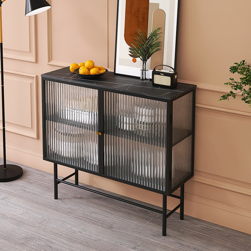 Iron Kitchen Sideboard Cabinet Modern Server Cabinet with Storage and Glass Door Clearhalo 'buffet_sideboard' 'Buffets & Sideboards' 'furn' 'furn_buffet_sideboard' 'Furniture' 'furniture_buffet_sideboard' 'Kitchen & Dining Furniture' 4965952