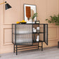 Iron Kitchen Sideboard Cabinet Modern Server Cabinet with Storage and Glass Door Clearhalo 'buffet_sideboard' 'Buffets & Sideboards' 'furn' 'furn_buffet_sideboard' 'Furniture' 'furniture_buffet_sideboard' 'Kitchen & Dining Furniture' 4965956