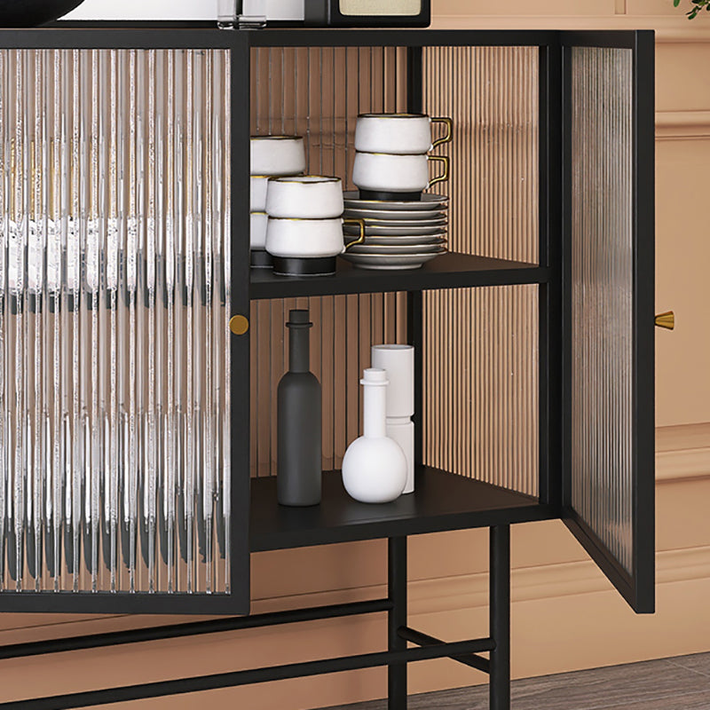 Iron Kitchen Sideboard Cabinet Modern Server Cabinet with Storage and Glass Door Clearhalo 'buffet_sideboard' 'Buffets & Sideboards' 'furn' 'furn_buffet_sideboard' 'Furniture' 'furniture_buffet_sideboard' 'Kitchen & Dining Furniture' 4965963