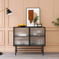 Iron Kitchen Sideboard Cabinet Modern Server Cabinet with Storage and Glass Door Clearhalo 'buffet_sideboard' 'Buffets & Sideboards' 'furn' 'furn_buffet_sideboard' 'Furniture' 'furniture_buffet_sideboard' 'Kitchen & Dining Furniture' 4965966