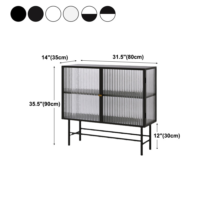 Iron Kitchen Sideboard Cabinet Modern Server Cabinet with Storage and Glass Door Clearhalo 'buffet_sideboard' 'Buffets & Sideboards' 'furn' 'furn_buffet_sideboard' 'Furniture' 'furniture_buffet_sideboard' 'Kitchen & Dining Furniture' 4965972