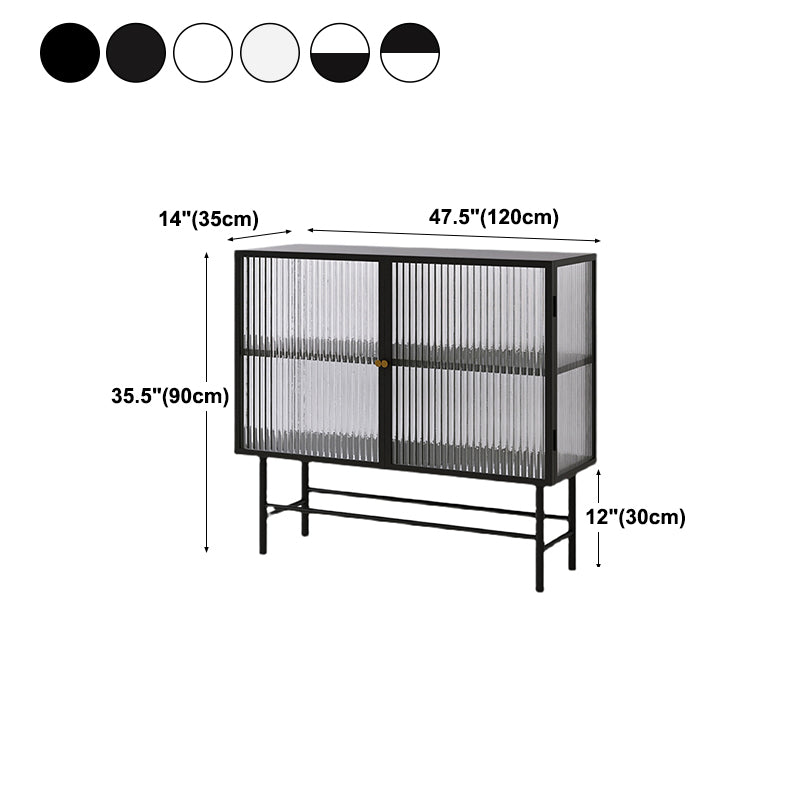 Iron Kitchen Sideboard Cabinet Modern Server Cabinet with Storage and Glass Door Clearhalo 'buffet_sideboard' 'Buffets & Sideboards' 'furn' 'furn_buffet_sideboard' 'Furniture' 'furniture_buffet_sideboard' 'Kitchen & Dining Furniture' 4965974