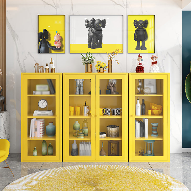 Steel Dining Room Sideboard Cabinet Modern Server Cabinet with Storage and Two Doors Clearhalo 'buffet_sideboard' 'Buffets & Sideboards' 'Furniture' 'furniture_buffet_sideboard' 'Kitchen & Dining Furniture' 4965975