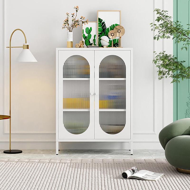 Steel Dining Room Sideboard Cabinet Modern Server Cabinet with Storage and Two Doors Clearhalo 'buffet_sideboard' 'Buffets & Sideboards' 'Furniture' 'furniture_buffet_sideboard' 'Kitchen & Dining Furniture' 4965977