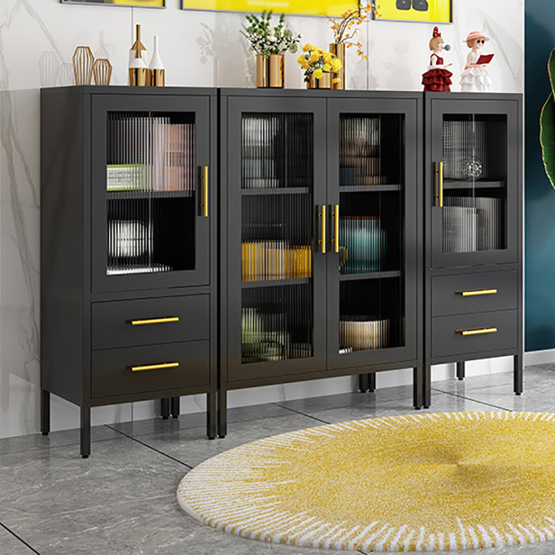Steel Dining Room Sideboard Cabinet Modern Server Cabinet with Storage and Two Doors Clearhalo 'buffet_sideboard' 'Buffets & Sideboards' 'Furniture' 'furniture_buffet_sideboard' 'Kitchen & Dining Furniture' 4965980