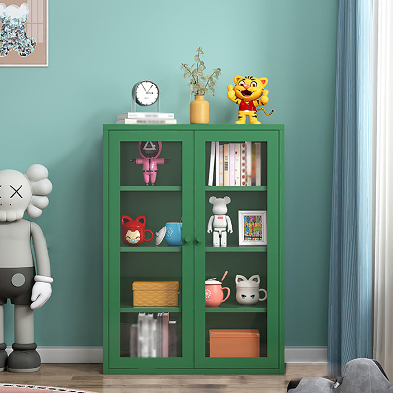 Steel Dining Room Sideboard Cabinet Modern Server Cabinet with Storage and Two Doors Green Glass Clearhalo 'buffet_sideboard' 'Buffets & Sideboards' 'Furniture' 'furniture_buffet_sideboard' 'Kitchen & Dining Furniture' 4965988