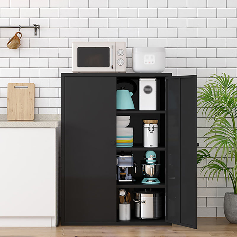 Steel Dining Room Sideboard Cabinet Modern Server Cabinet with Storage and Two Doors Black Metal Clearhalo 'buffet_sideboard' 'Buffets & Sideboards' 'Furniture' 'furniture_buffet_sideboard' 'Kitchen & Dining Furniture' 4965990