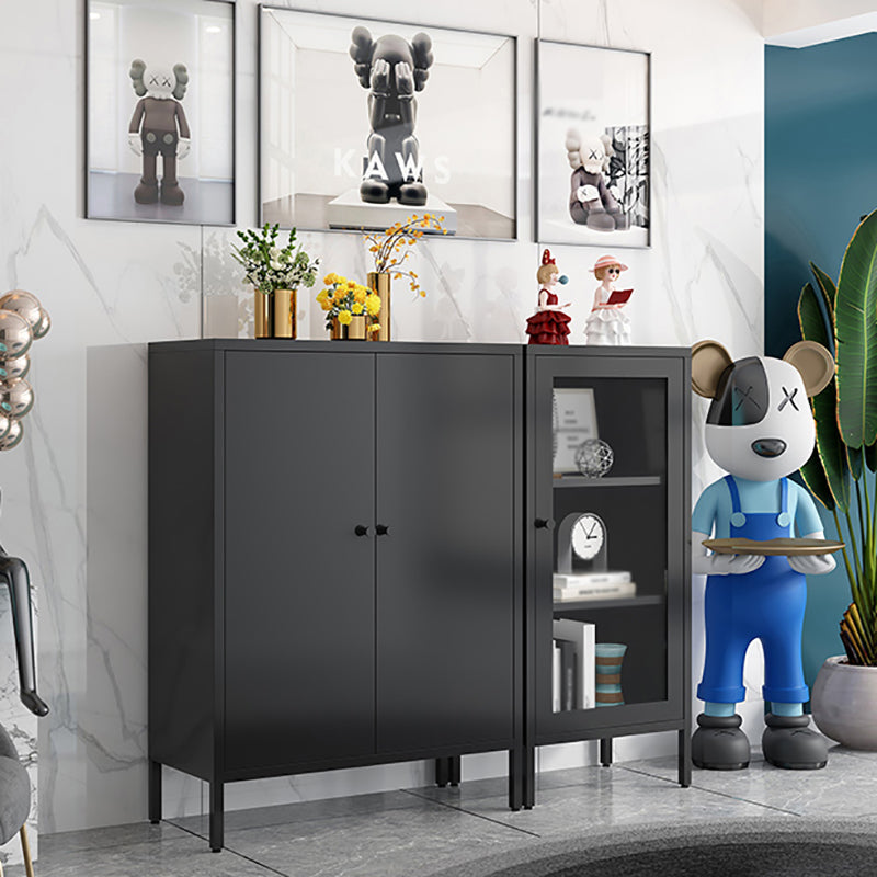 Steel Dining Room Sideboard Cabinet Modern Server Cabinet with Storage and Two Doors Clearhalo 'buffet_sideboard' 'Buffets & Sideboards' 'Furniture' 'furniture_buffet_sideboard' 'Kitchen & Dining Furniture' 4965993