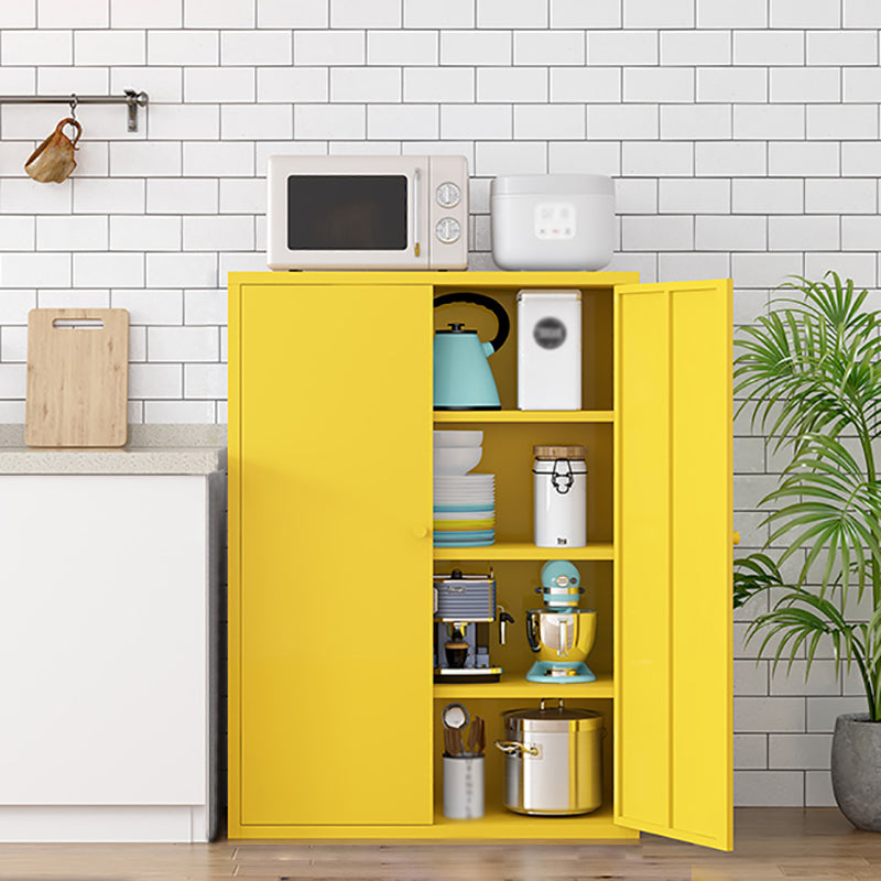 Steel Dining Room Sideboard Cabinet Modern Server Cabinet with Storage and Two Doors Yellow Metal Clearhalo 'buffet_sideboard' 'Buffets & Sideboards' 'Furniture' 'furniture_buffet_sideboard' 'Kitchen & Dining Furniture' 4965994