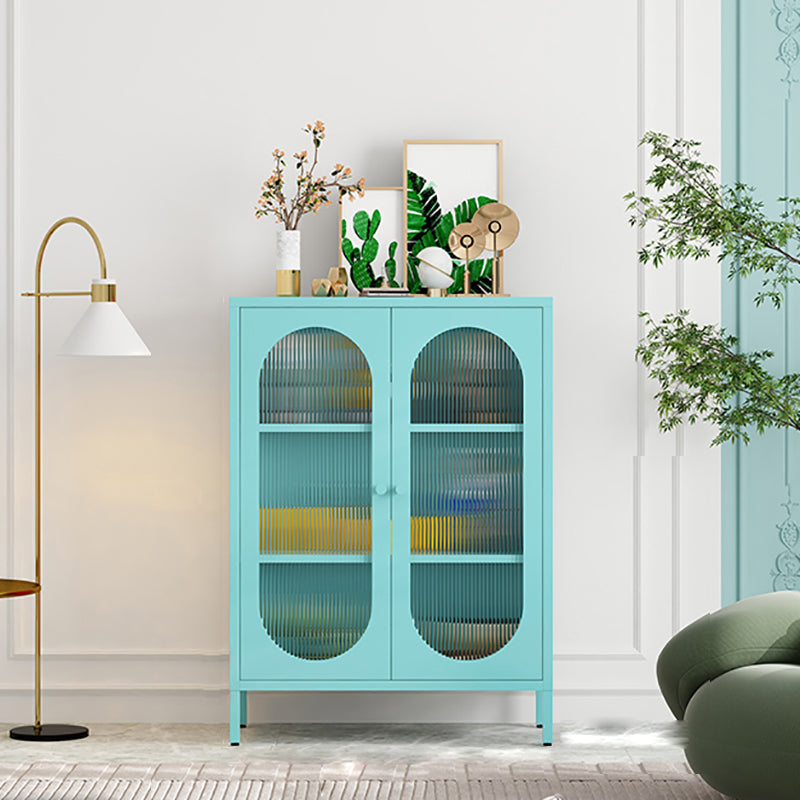 Steel Dining Room Sideboard Cabinet Modern Server Cabinet with Storage and Two Doors Clearhalo 'buffet_sideboard' 'Buffets & Sideboards' 'Furniture' 'furniture_buffet_sideboard' 'Kitchen & Dining Furniture' 4966006