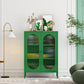 Steel Dining Room Sideboard Cabinet Modern Server Cabinet with Storage and Two Doors Green Vertical Glass Clearhalo 'buffet_sideboard' 'Buffets & Sideboards' 'Furniture' 'furniture_buffet_sideboard' 'Kitchen & Dining Furniture' 4966009