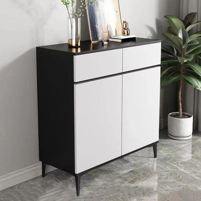 Modern Marble Sideboard Table 2-Drawer 80-inch Sideboard in White 31"L x 14"W x 35"H Black Clearhalo 'buffet_sideboard' 'Buffets & Sideboards' 'furn' 'furn_buffet_sideboard' 'Furniture' 'furniture_buffet_sideboard' 'Kitchen & Dining Furniture' 4968356