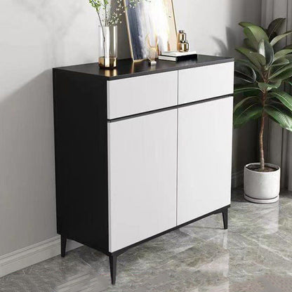Modern Marble Sideboard Table 2-Drawer 80-inch Sideboard in White 31"L x 14"W x 35"H Black Clearhalo 'buffet_sideboard' 'Buffets & Sideboards' 'furn' 'furn_buffet_sideboard' 'Furniture' 'furniture_buffet_sideboard' 'Kitchen & Dining Furniture' 4968356