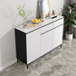 Modern Marble Sideboard Table 2-Drawer 80-inch Sideboard in White 47"L x 14"W x 35"H White Clearhalo 'buffet_sideboard' 'Buffets & Sideboards' 'furn' 'furn_buffet_sideboard' 'Furniture' 'furniture_buffet_sideboard' 'Kitchen & Dining Furniture' 4968357