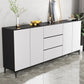 Modern Marble Sideboard Table 2-Drawer 80-inch Sideboard in White Black Clearhalo 'buffet_sideboard' 'Buffets & Sideboards' 'furn' 'furn_buffet_sideboard' 'Furniture' 'furniture_buffet_sideboard' 'Kitchen & Dining Furniture' 4968359