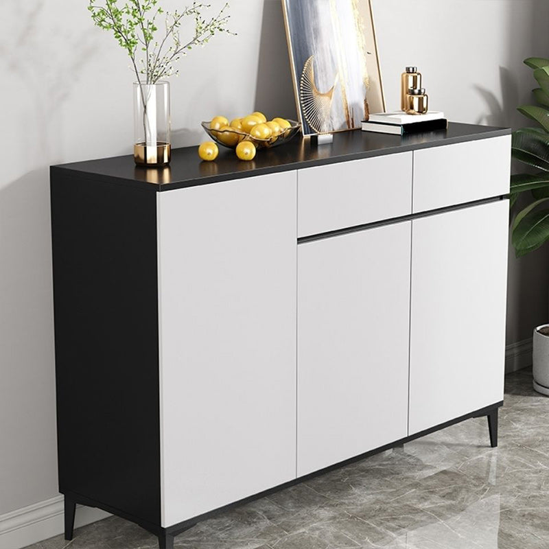 Modern Marble Sideboard Table 2-Drawer 80-inch Sideboard in White 47"L x 14"W x 35"H Black Clearhalo 'buffet_sideboard' 'Buffets & Sideboards' 'furn' 'furn_buffet_sideboard' 'Furniture' 'furniture_buffet_sideboard' 'Kitchen & Dining Furniture' 4968362