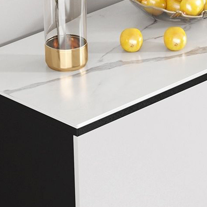 Modern Marble Sideboard Table 2-Drawer 80-inch Sideboard in White Clearhalo 'buffet_sideboard' 'Buffets & Sideboards' 'furn' 'furn_buffet_sideboard' 'Furniture' 'furniture_buffet_sideboard' 'Kitchen & Dining Furniture' 4968364