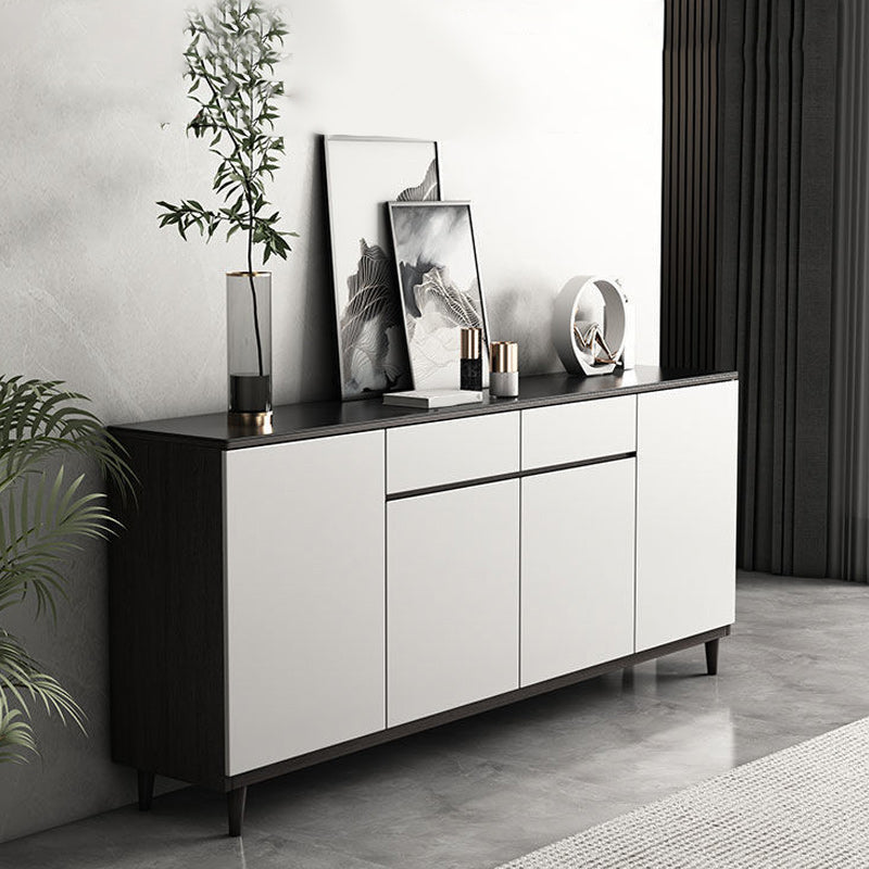 Modern Marble Sideboard Table 2-Drawer 80-inch Sideboard in White Clearhalo 'buffet_sideboard' 'Buffets & Sideboards' 'furn' 'furn_buffet_sideboard' 'Furniture' 'furniture_buffet_sideboard' 'Kitchen & Dining Furniture' 4968368