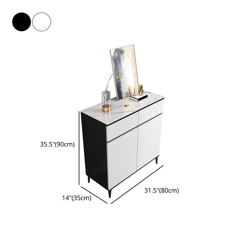 Modern Marble Sideboard Table 2-Drawer 80-inch Sideboard in White Clearhalo 'buffet_sideboard' 'Buffets & Sideboards' 'furn' 'furn_buffet_sideboard' 'Furniture' 'furniture_buffet_sideboard' 'Kitchen & Dining Furniture' 4968373