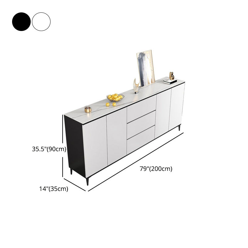 Modern Marble Sideboard Table 2-Drawer 80-inch Sideboard in White Clearhalo 'buffet_sideboard' 'Buffets & Sideboards' 'furn' 'furn_buffet_sideboard' 'Furniture' 'furniture_buffet_sideboard' 'Kitchen & Dining Furniture' 4968374