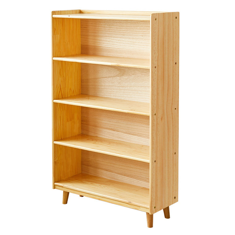 Contemporary Pine Solid Wood Bookcase Closed Back Bookshelf for Home 31.9"L x 11.6"W x 51.2"H Natural Clearhalo 'Bookcases' 'furn' 'furn_bookcases' 'Furniture' 'furniture_bookcases' 'Office Furniture' 4969318
