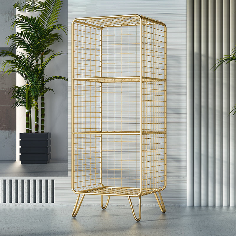 Modern Style Bookshelf Standard Vertical Closed Back Metal Bookcase 14"L x 12"W x 35"H Gold Clearhalo 'Bookcases' 'furn' 'furn_bookcases' 'Furniture' 'furniture_bookcases' 'Office Furniture' 4969363