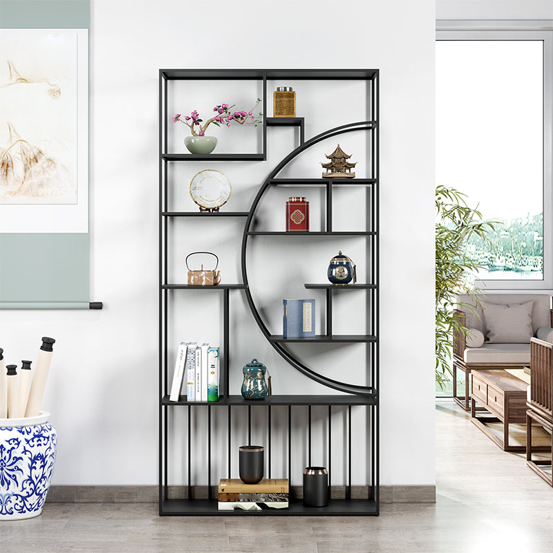 9.84"W Bookshelf Black Open Back Modern Style Bookcase for Home Office 39.4"L x 9.8"W x 76.8"H Clearhalo 'Bookcases' 'furn' 'furn_bookcases' 'Furniture' 'furniture_bookcases' 'Office Furniture' 4969381