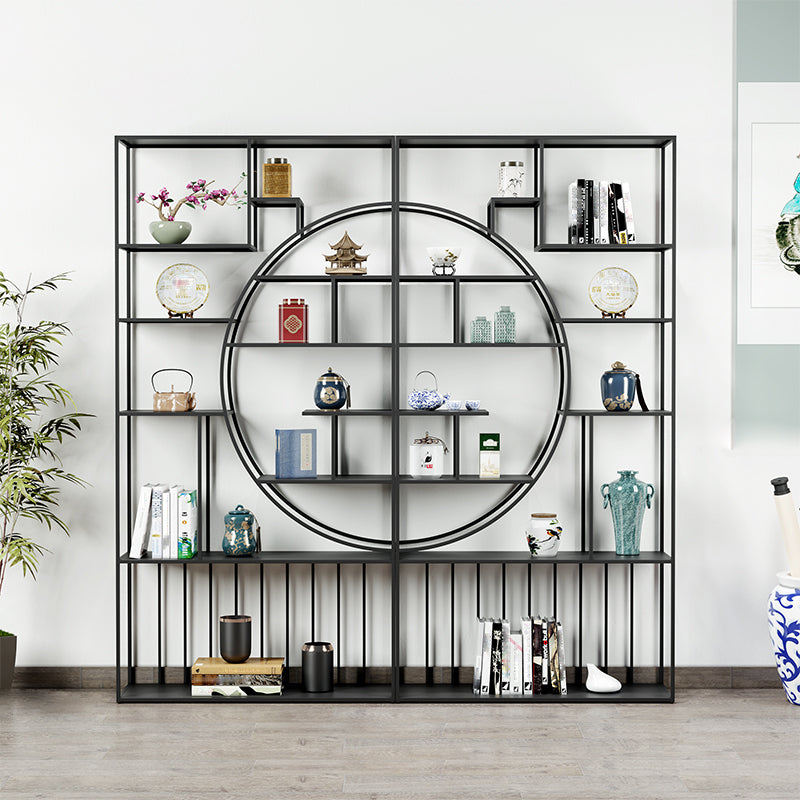 9.84"W Bookshelf Black Open Back Modern Style Bookcase for Home Office 78.7"L x 9.8"W x 76.8"H Clearhalo 'Bookcases' 'furn' 'furn_bookcases' 'Furniture' 'furniture_bookcases' 'Office Furniture' 4969384
