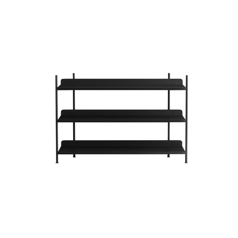 Contemporary Metal Etagere Bookshelf Open Office and Living Room Bookcase 39.4"L x 12.6"W x 31.9"H Black Clearhalo 'Bookcases' 'furn' 'furn_bookcases' 'Furniture' 'furniture_bookcases' 'Office Furniture' 4969420