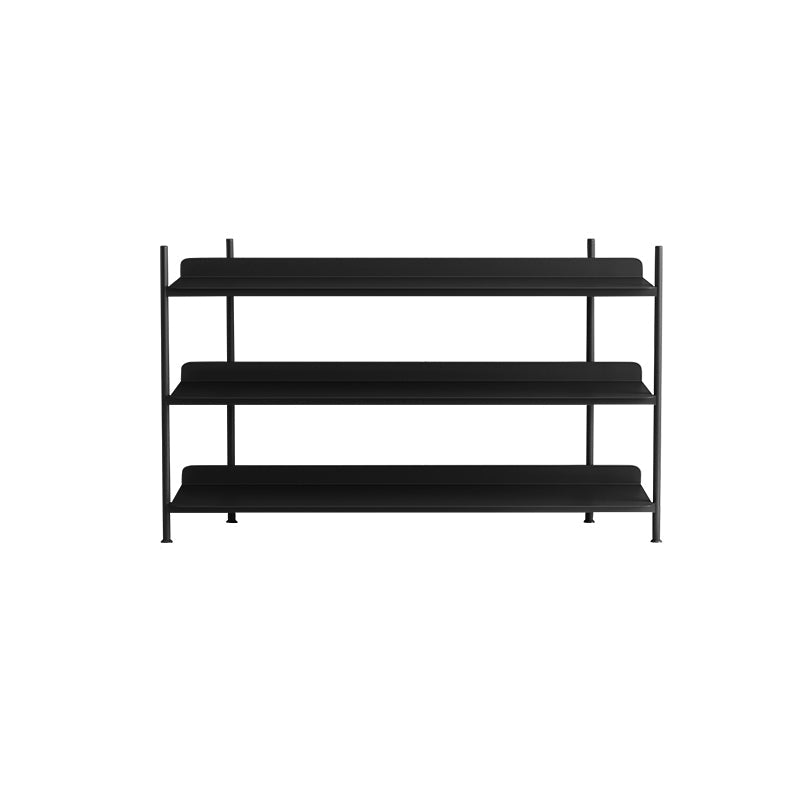 Contemporary Metal Etagere Bookshelf Open Office and Living Room Bookcase 47.2"L x 12.6"W x 31.9"H Black Clearhalo 'Bookcases' 'furn' 'furn_bookcases' 'Furniture' 'furniture_bookcases' 'Office Furniture' 4969422