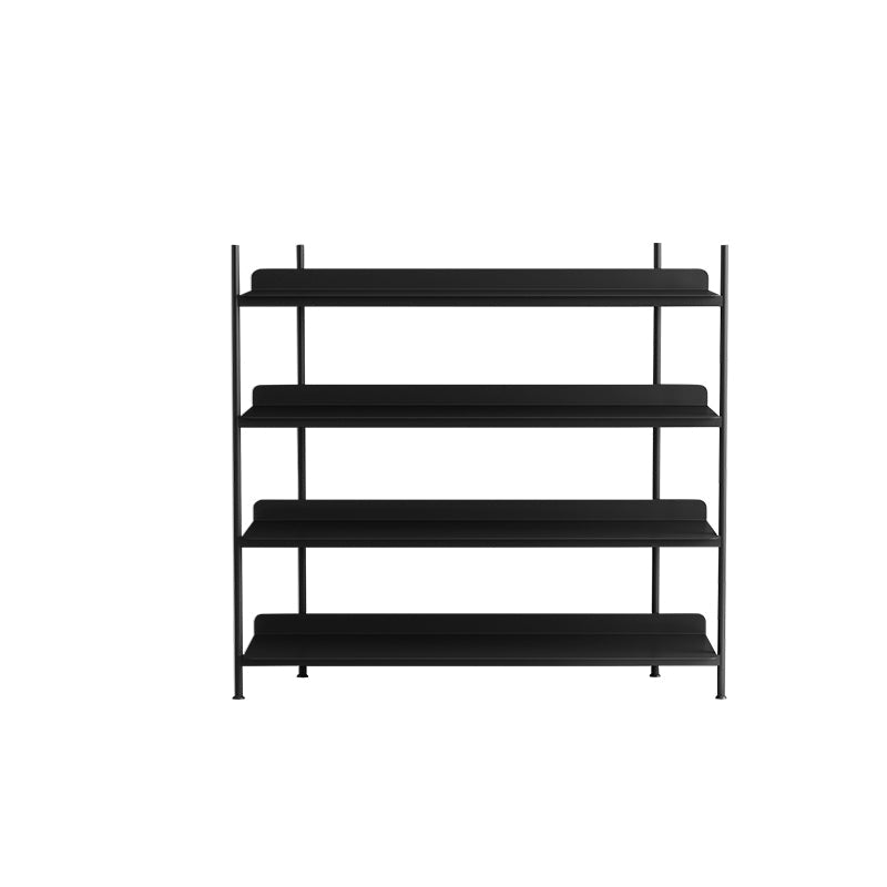 Contemporary Metal Etagere Bookshelf Open Office and Living Room Bookcase 39.4"L x 12.6"W x 49.2"H Black Clearhalo 'Bookcases' 'furn' 'furn_bookcases' 'Furniture' 'furniture_bookcases' 'Office Furniture' 4969426