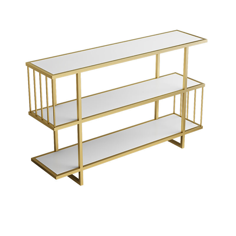Modern Style Etagere Bookcase Open Back Metal Home Bookshelf Gold-White Clearhalo 'Bookcases' 'furn' 'furn_bookcases' 'Furniture' 'furniture_bookcases' 'Office Furniture' 4969506